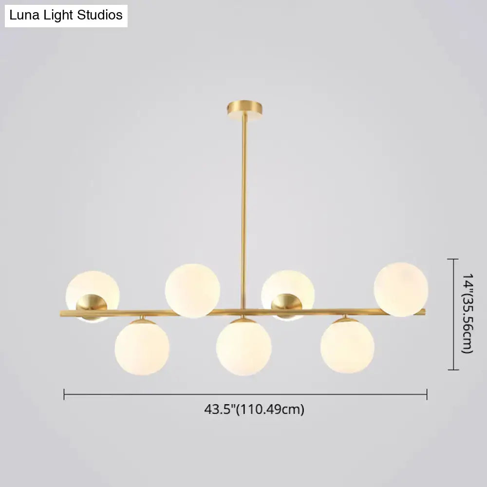 DecorBites™ Mid-Century Gold Glass Pendant Lighting - 7 Light Spherical Island Ceiling Light for Dining Table