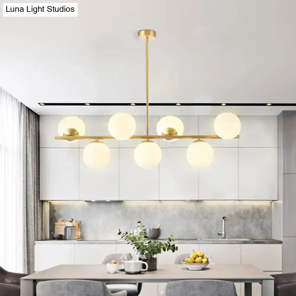 DecorBites™ Mid-Century Gold Glass Pendant Lighting - 7 Light Spherical Island Ceiling Light for Dining Table