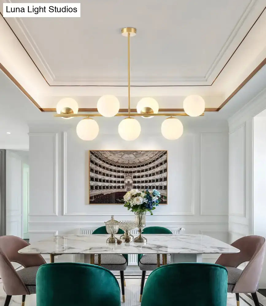 DecorBites™ Mid-Century Gold Glass Pendant Lighting - 7 Light Spherical Island Ceiling Light for Dining Table