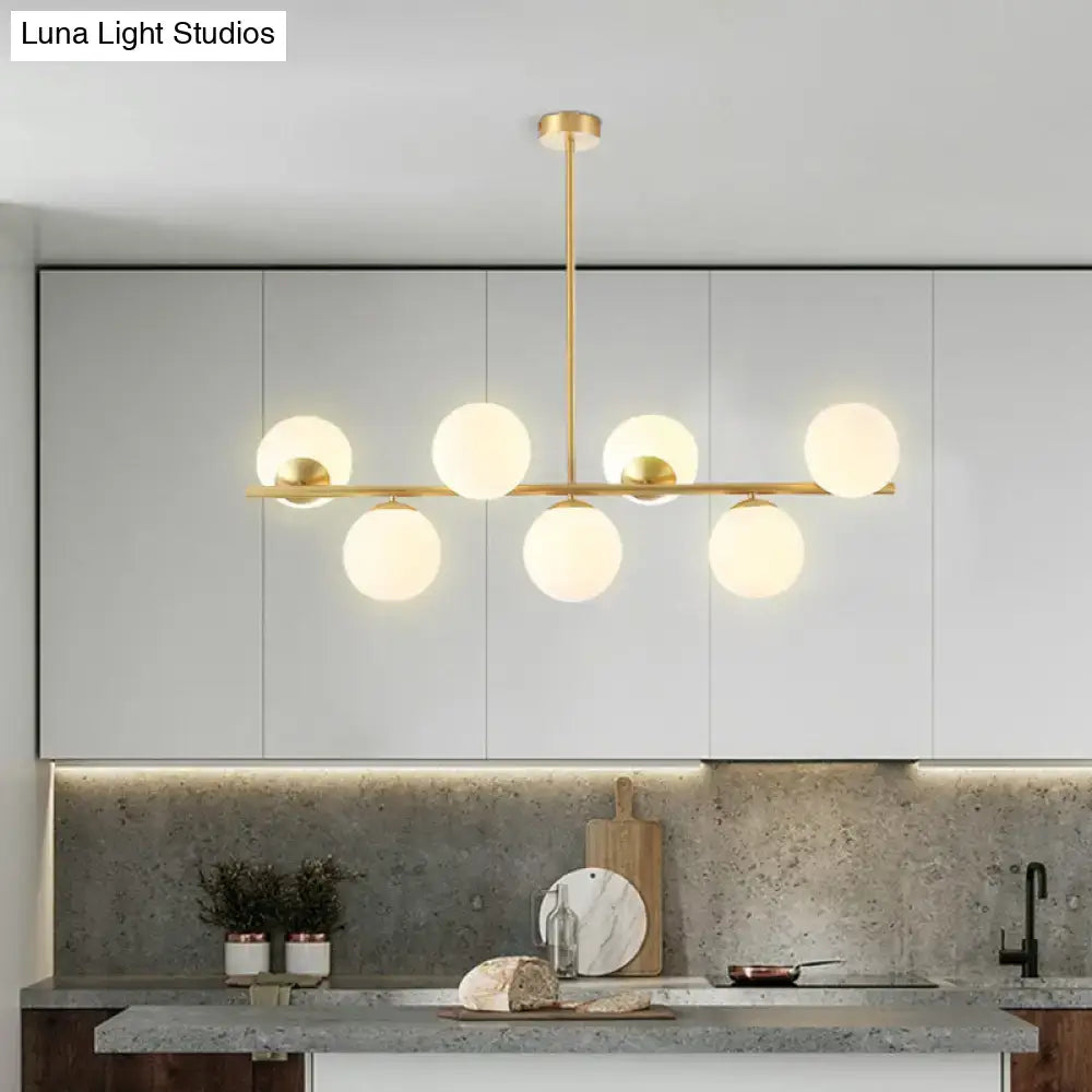 DecorBites™ Mid-Century Gold Glass Pendant Lighting - 7 Light Spherical Island Ceiling Light for Dining Table