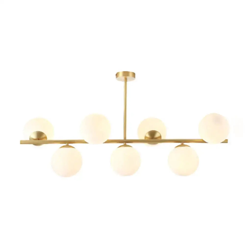 DecorBites™ Mid-Century Gold Glass Pendant Lighting - 7 Light Spherical Island Ceiling Light for Dining Table