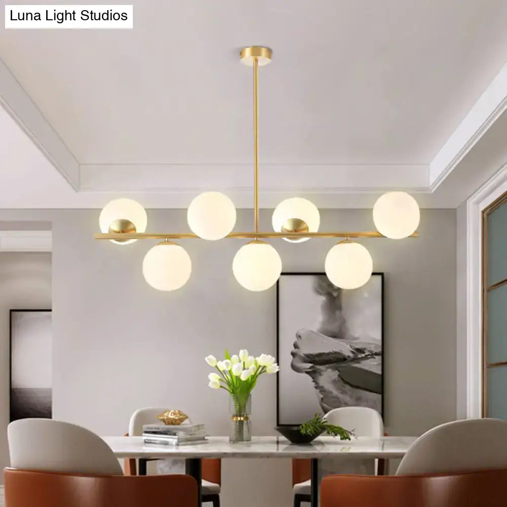 DecorBites™ Mid-Century Gold Glass Pendant Lighting - 7 Light Spherical Island Ceiling Light for Dining Table