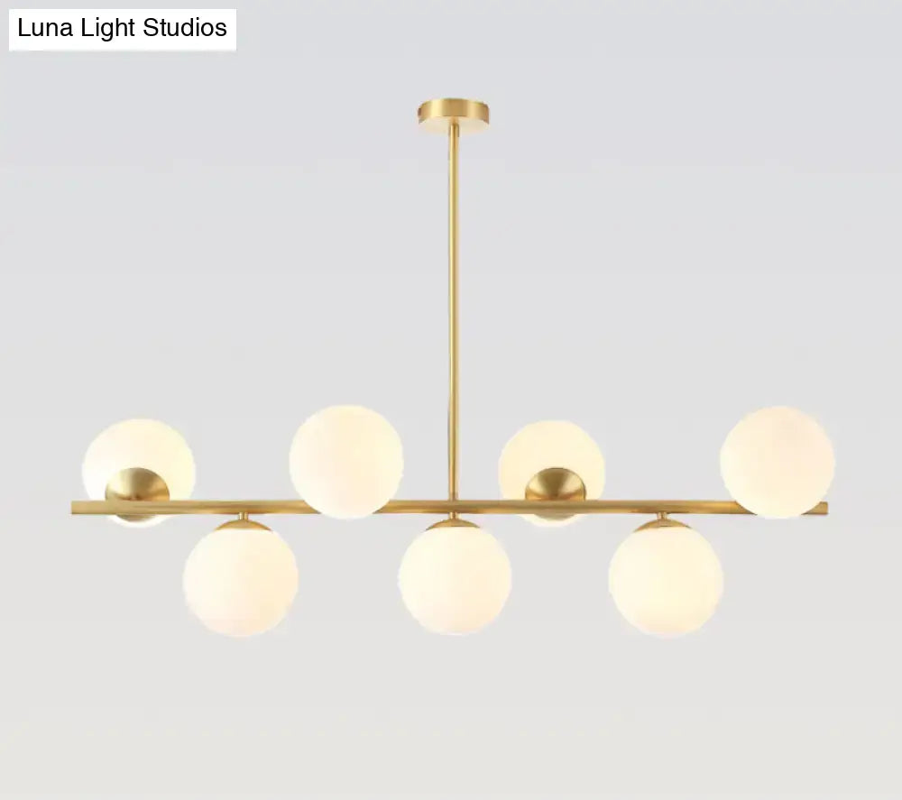 DecorBites™ Mid-Century Gold Glass Pendant Lighting - 7 Light Spherical Island Ceiling Light for Dining Table