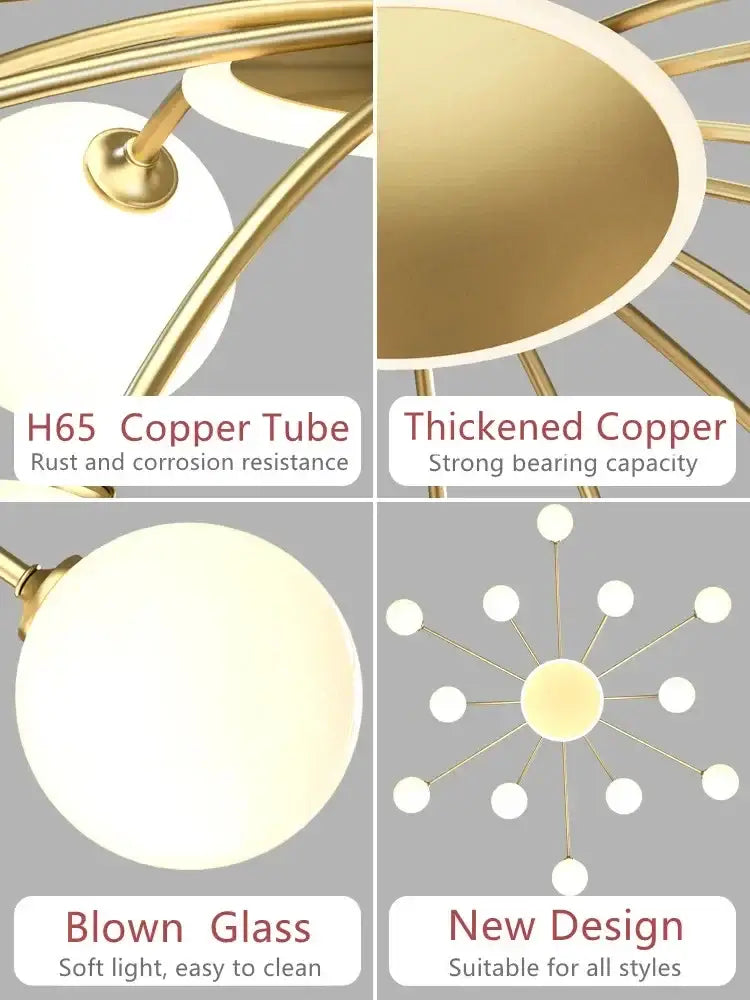 DecorBites™ Ball Glass Ceiling Light in Gold for Living Room, Dining, Bedroom by DecorBites™