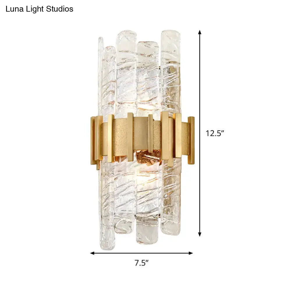 Modern gold textured glass sconce light fixture bedroom wall light