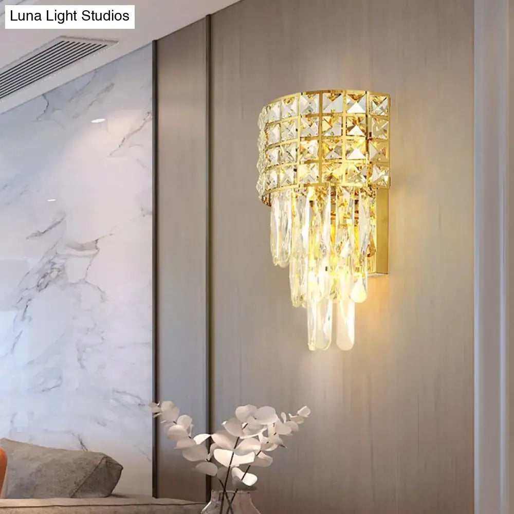 DecorBites™ Modern Gold Triangular Crystal Wall Lamp with 3 Lights