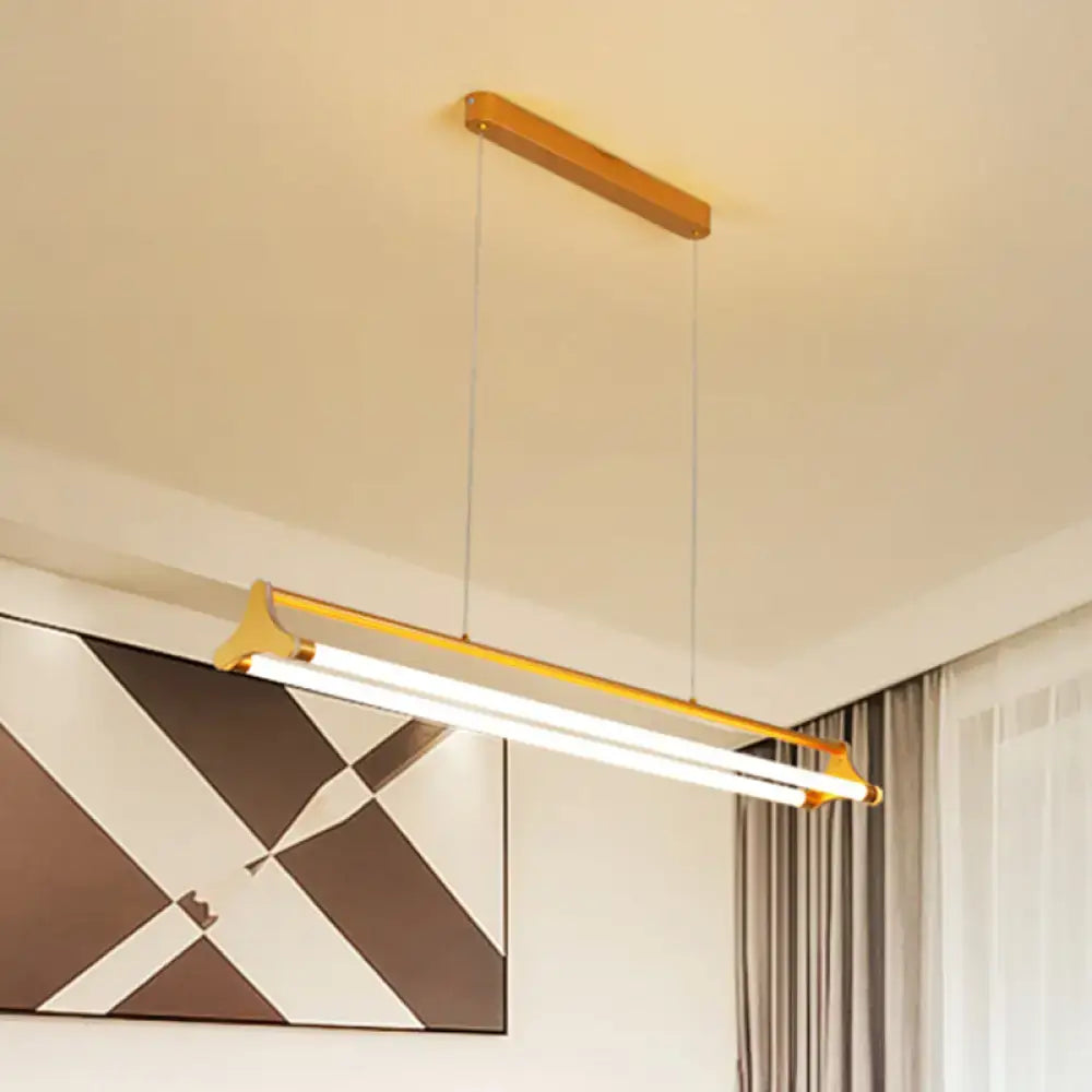 Modern gold tube chandelier – living room glass pendant light