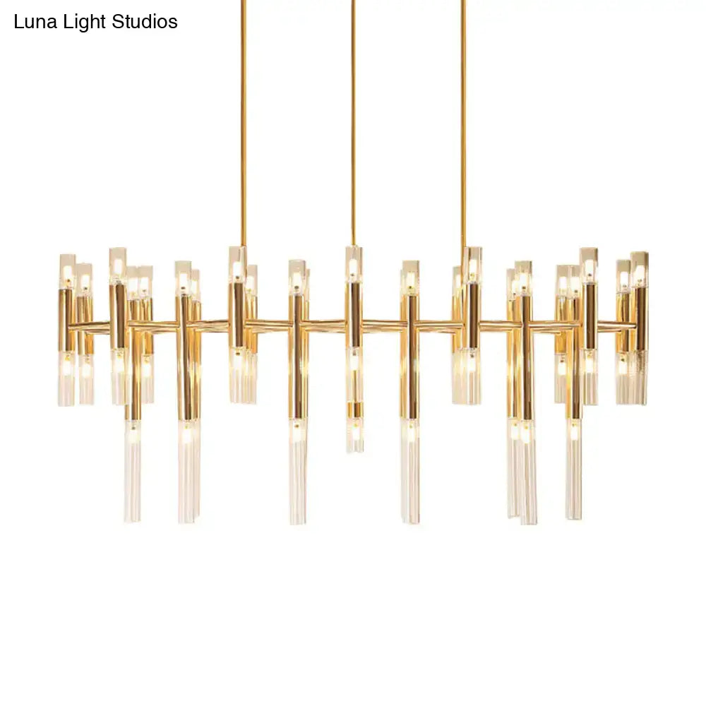 Modern gold tubular led island pendant dining room chandelier