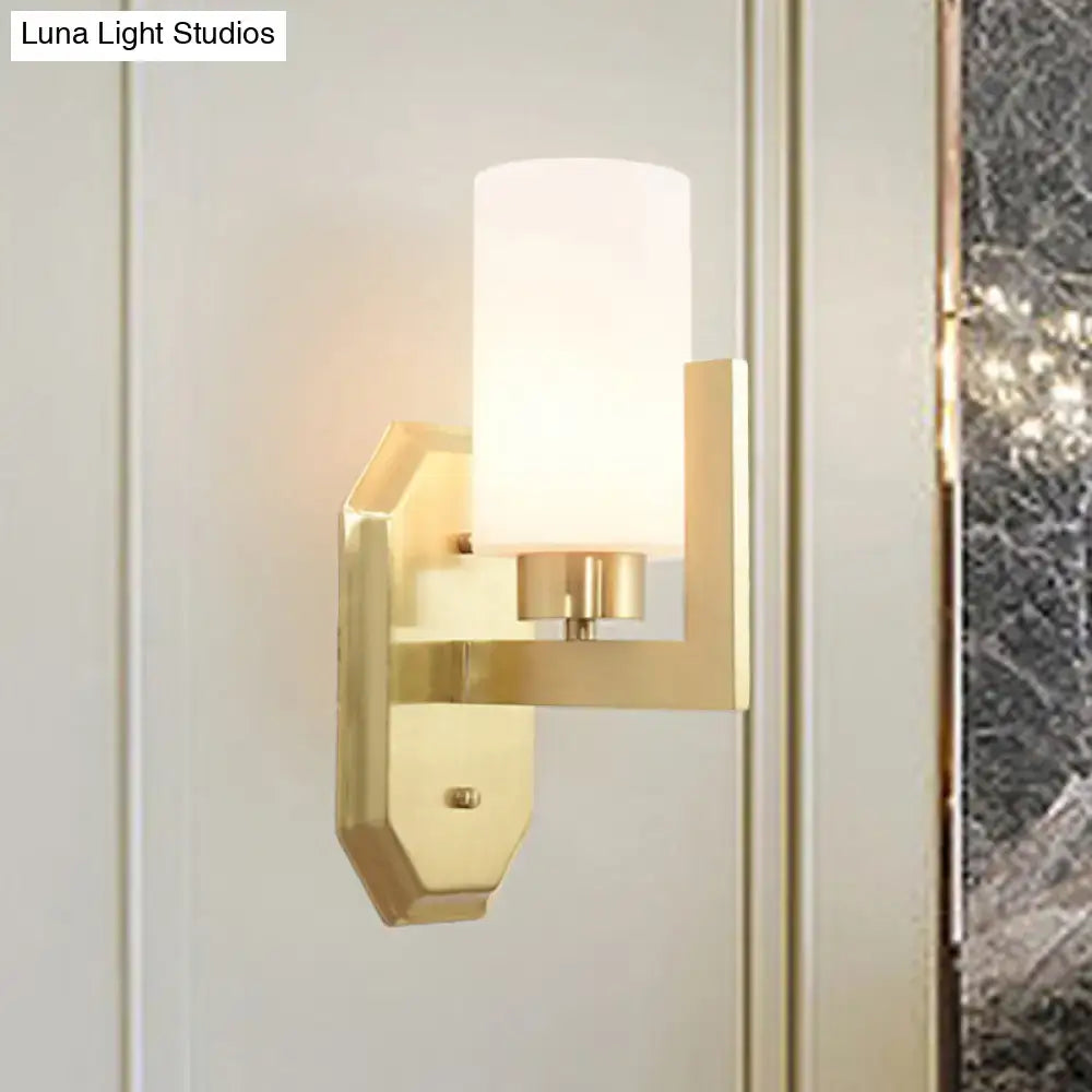 Modern gold tubular wall lamp living room glass fixture