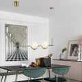 Modern gold two head glass shade pendant light – dining room