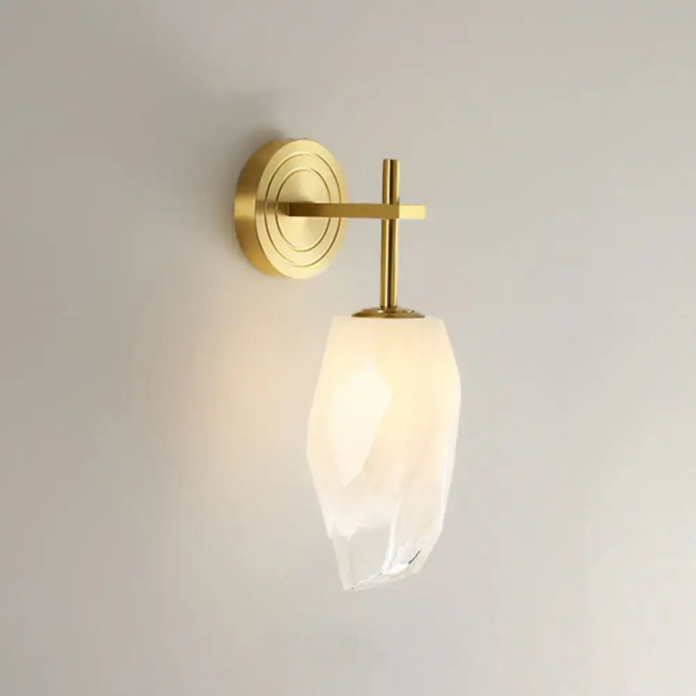 DecorBites™ Modern LED Gold Wall Sconce with Geometric Glass Shade
