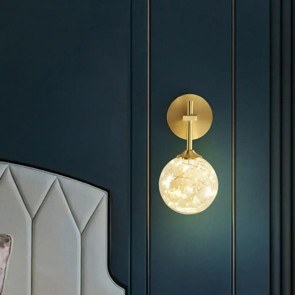 DecorBites™ Modern LED Gold Wall Sconce with Geometric Glass Shade