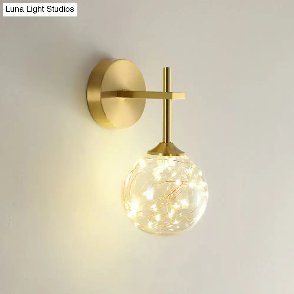 DecorBites™ Modern LED Gold Wall Sconce with Geometric Glass Shade