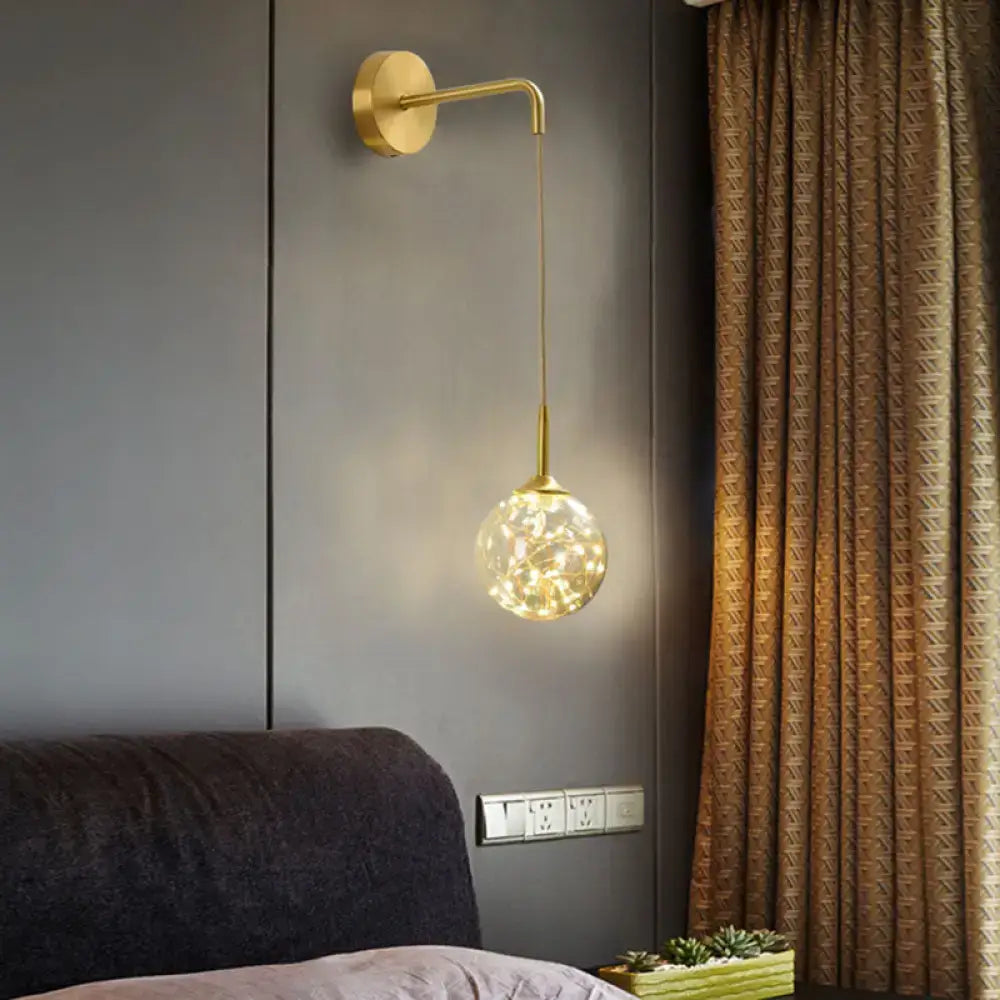 DecorBites™ Modern LED Gold Wall Sconce with Geometric Glass Shade