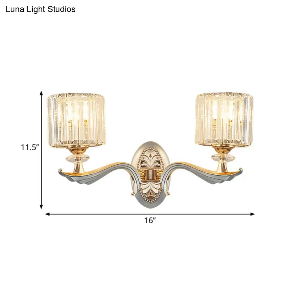 Modern gold wall light with clear crystal shade – living room sconce