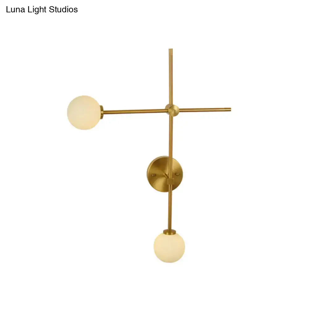 DecorBites™ Modern Gold Wall Sconce with Closed Glass and 2 Lights