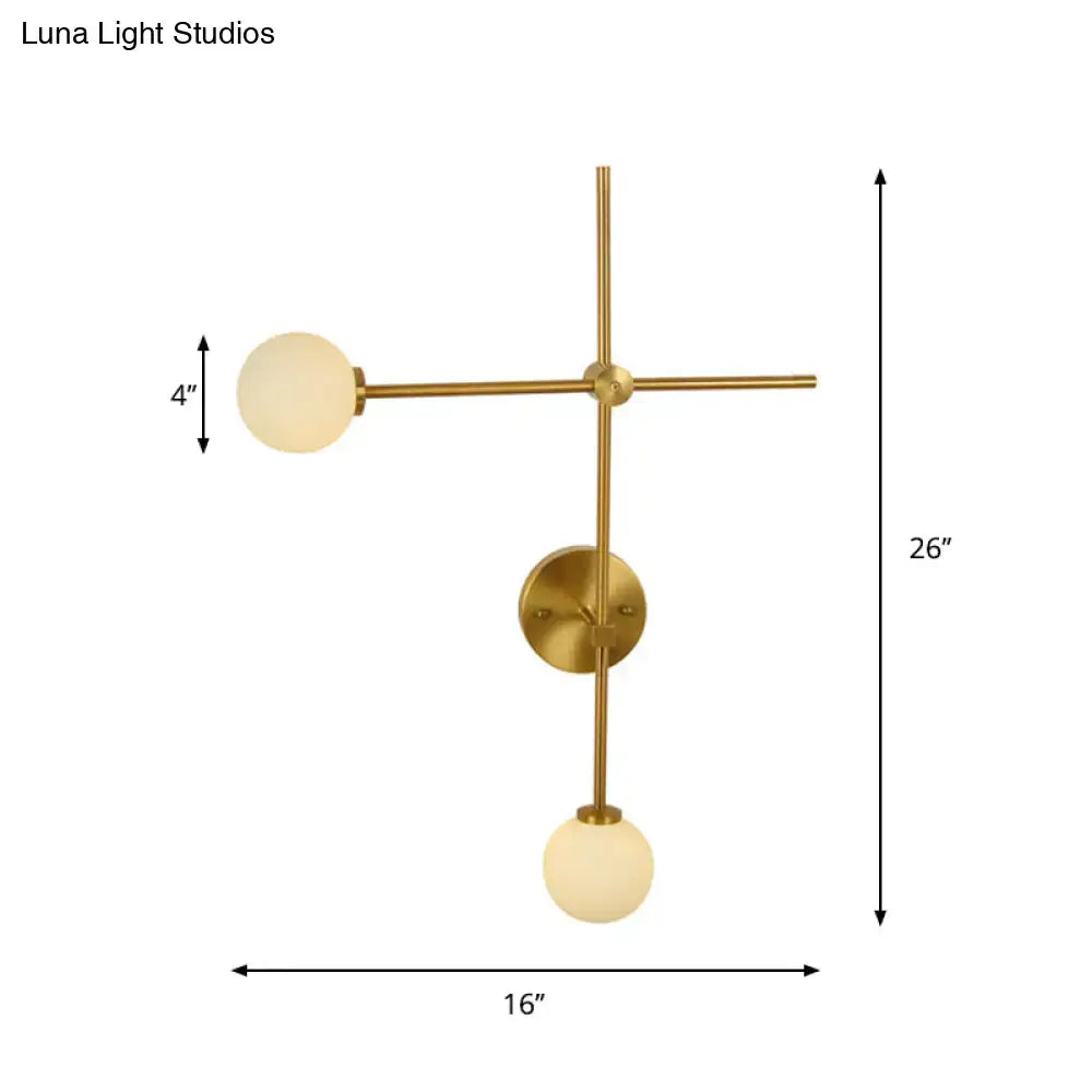 DecorBites™ Modern Gold Wall Sconce with Closed Glass and 2 Lights