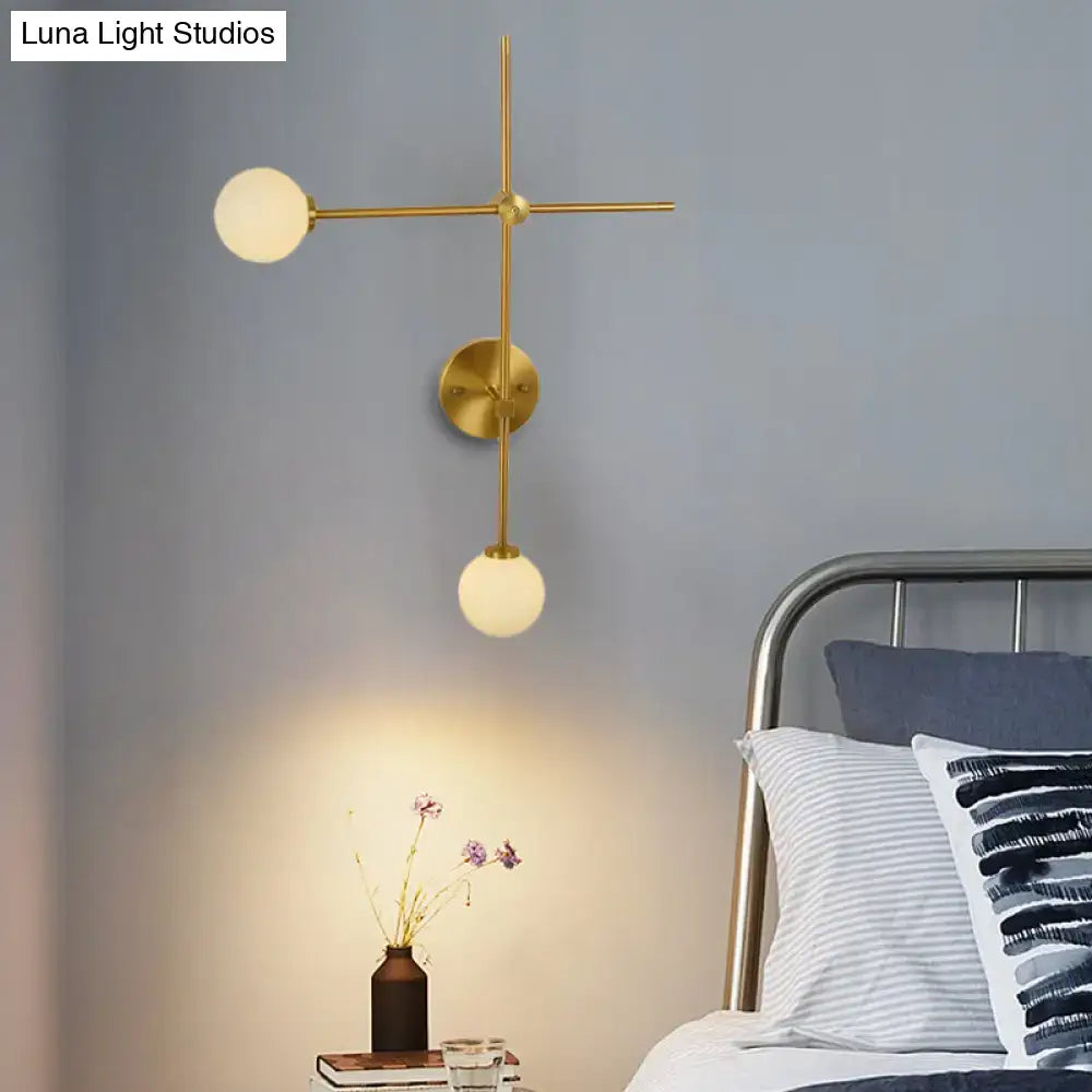 DecorBites™ Modern Gold Wall Sconce with Closed Glass and 2 Lights