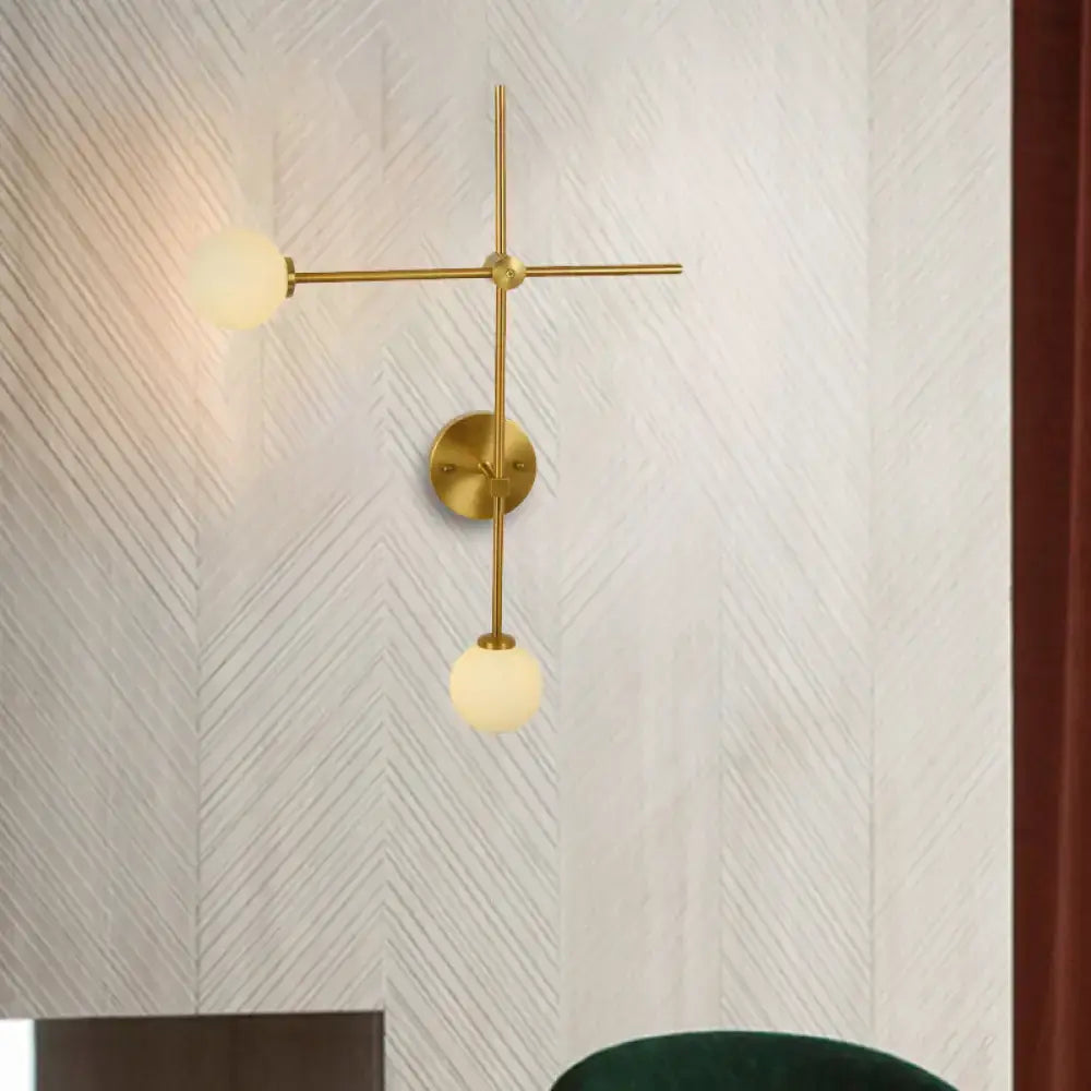 DecorBites™ Modern Gold Wall Sconce with Closed Glass and 2 Lights