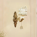 Modern gold wall mount light arc sconce with crystal for bedroom