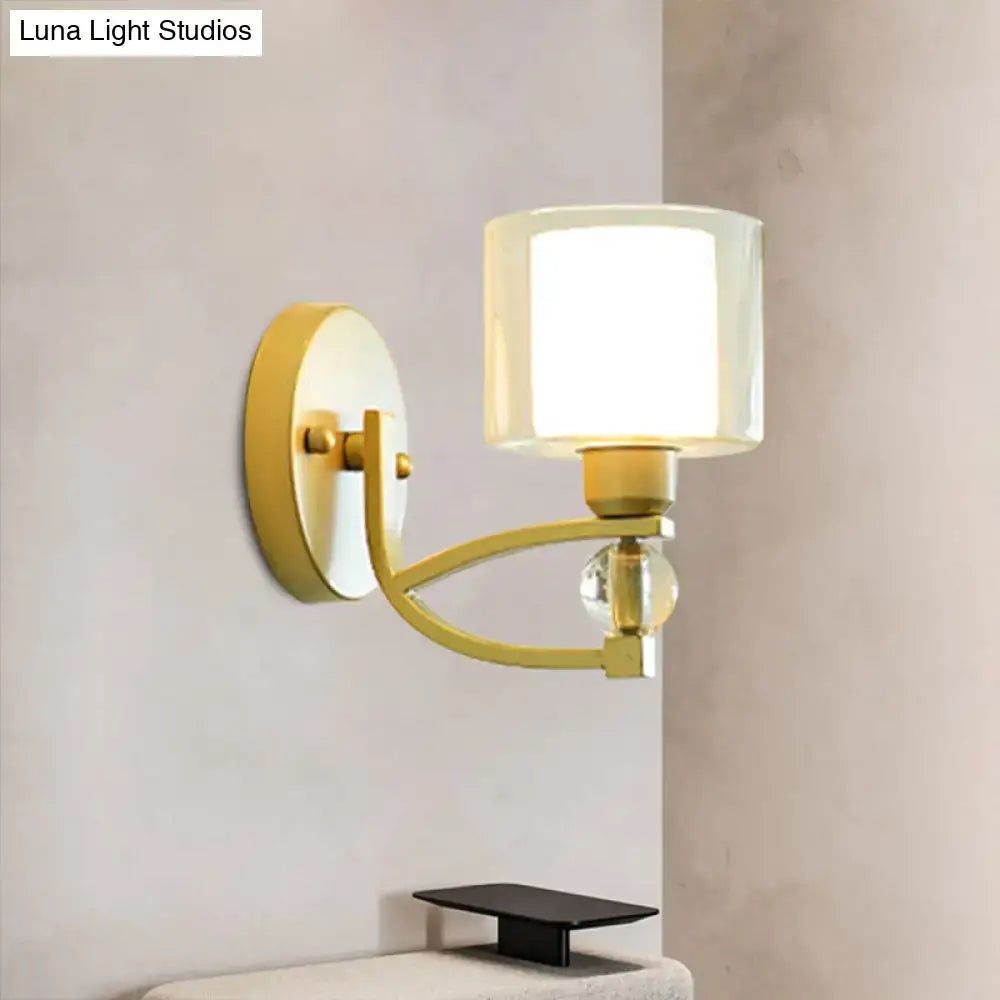 Modern gold wall mounted lamp bedroom dual glass sconce