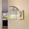 Modern gold wall mounted lamp with clear crystal shade bedroom sconce