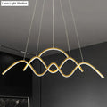 DecorBites™ Modern Gold Metal LED Island Light Fixture for Dining Room - Wave Design, White/Warm Light