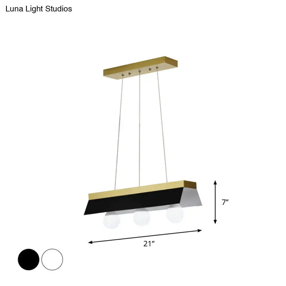 DecorBites™ Modern Wood Island Billiard Light with Black/White Shade - 3 or 5 Lights for Restaurant