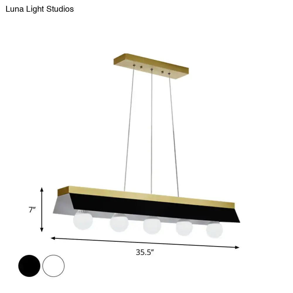 DecorBites™ Modern Wood Island Billiard Light with Black/White Shade - 3 or 5 Lights for Restaurant