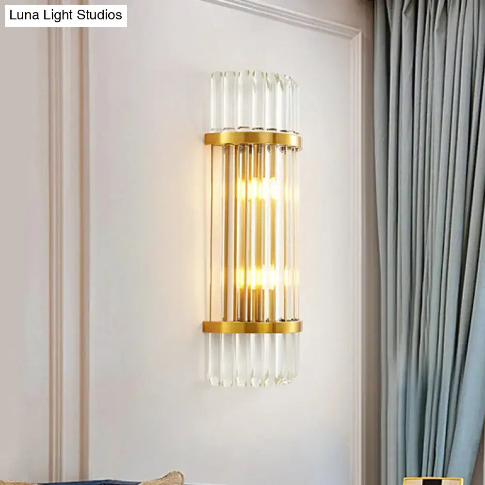 Modern golden crystal shade wall sconce bedroom lamp