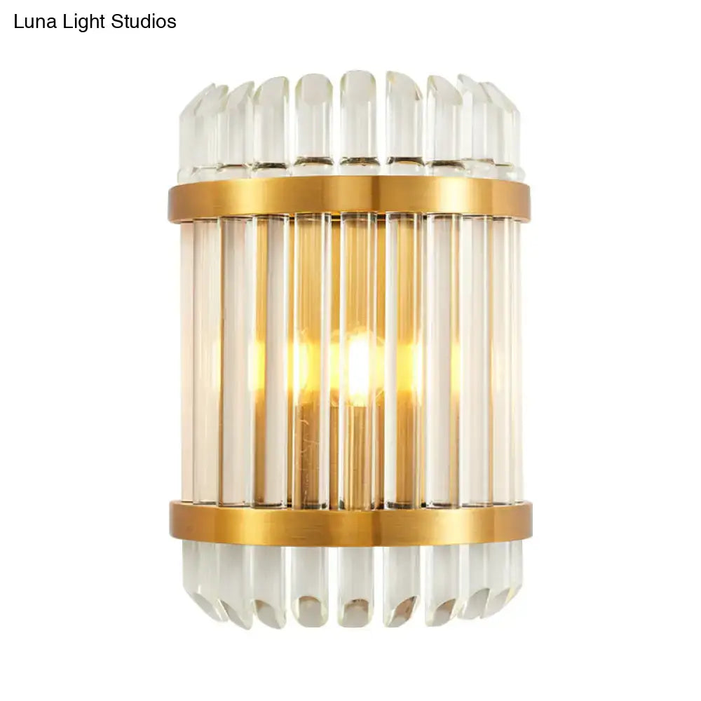 Modern golden crystal shade wall sconce bedroom lamp