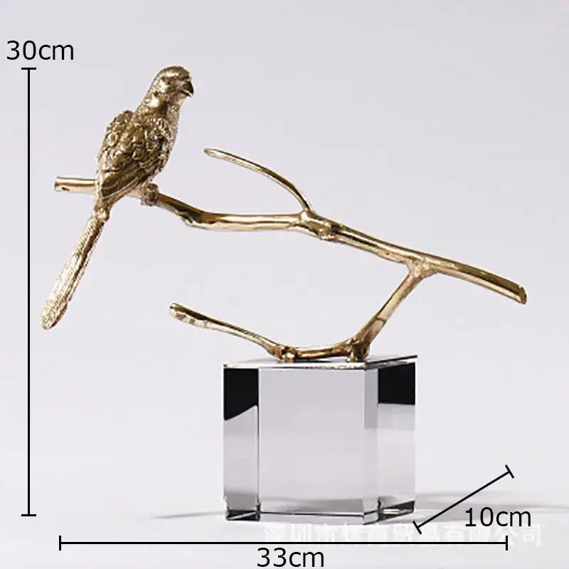 DecorBites™ Copper Bird Statue Crystal Base Ornament - Room Aesthetic Decor