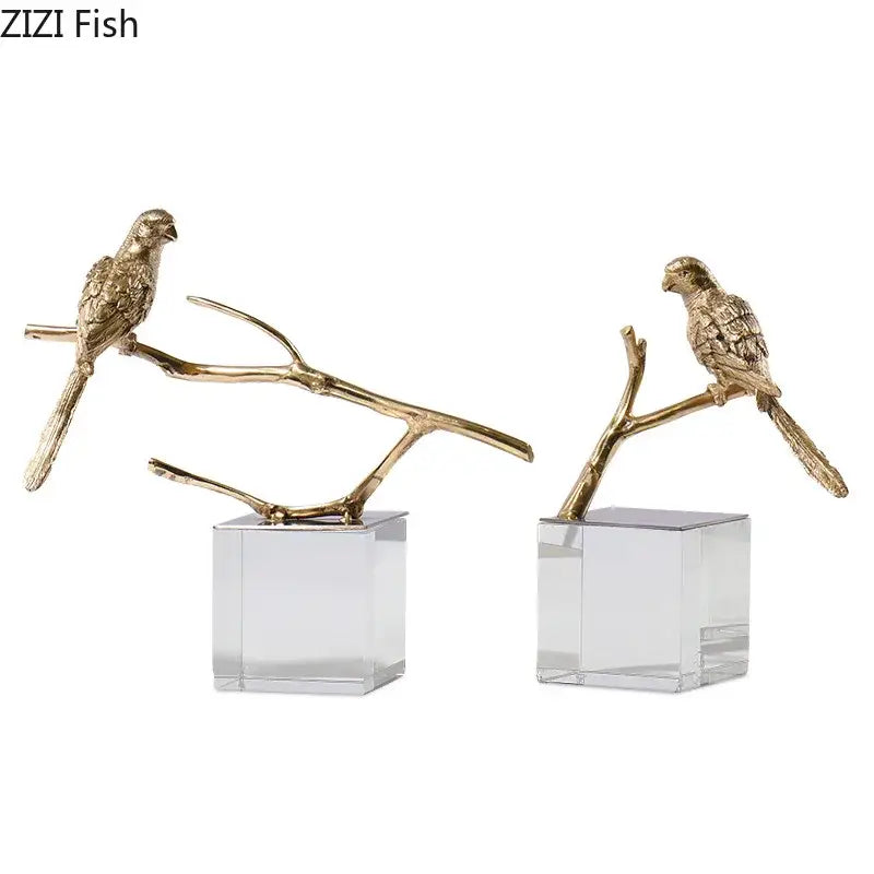 DecorBites™ Copper Bird Statue Crystal Base Ornament - Room Aesthetic Decor