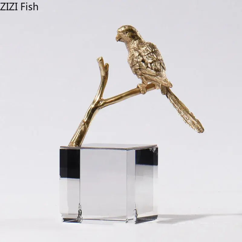 DecorBites™ Copper Bird Statue Crystal Base Ornament - Room Aesthetic Decor