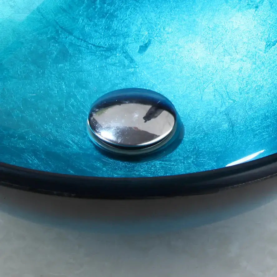 Modern gradient blue glass sink set bathroom vessel sink