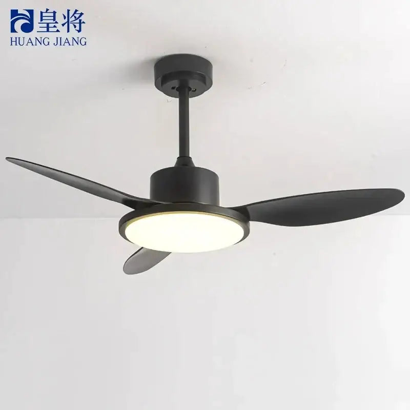 Modern gray and light wood led modern design ceiling fan bedroom