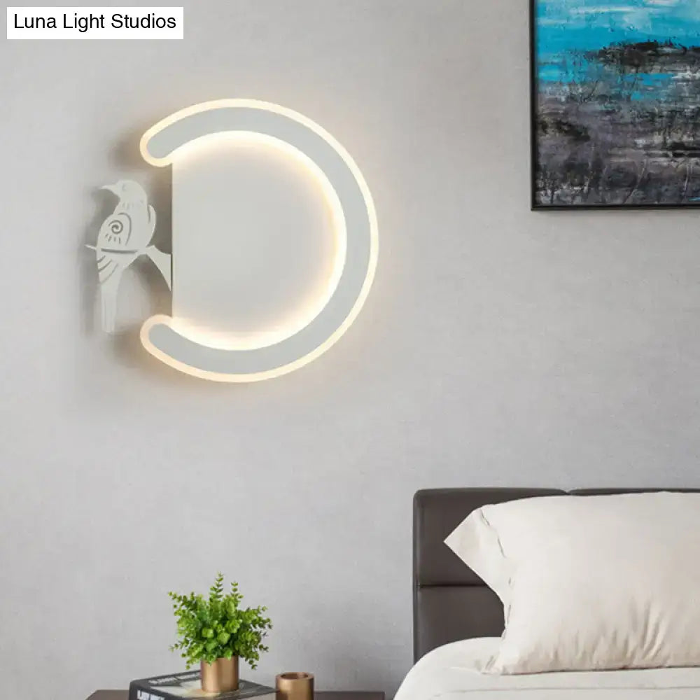 Modern gray bird wall lamp warm white light bedroom sconce