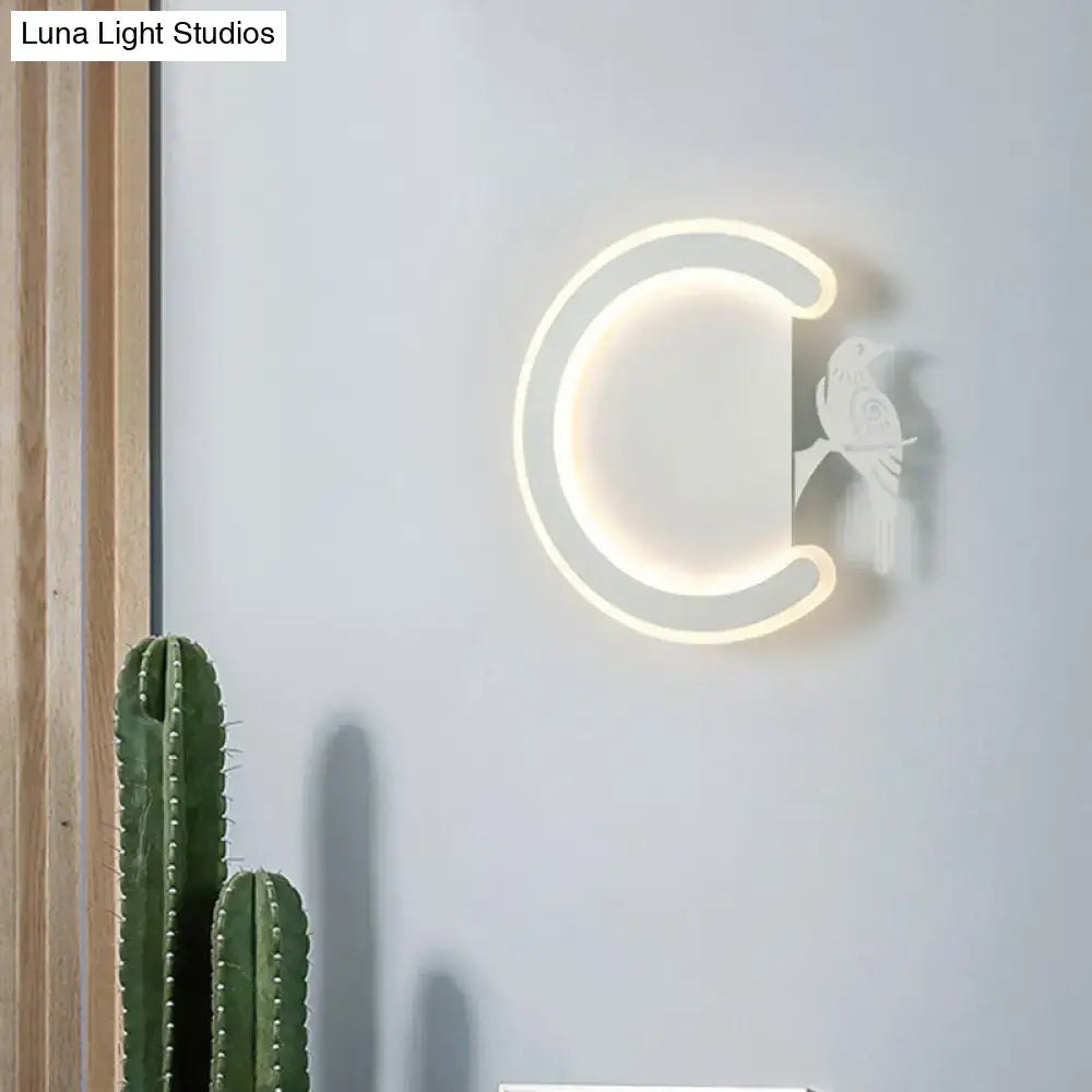 Modern gray bird wall lamp warm white light bedroom sconce