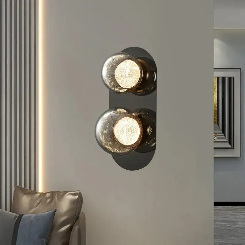 Modern gray glass wall lights living room black sconce