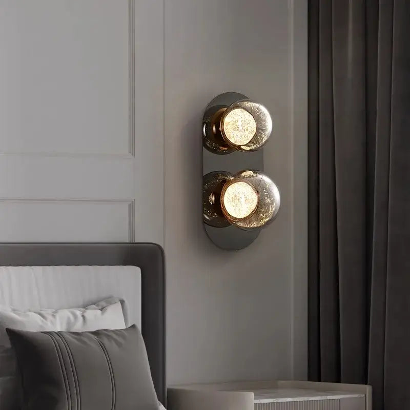 Modern gray glass wall lights living room black sconce