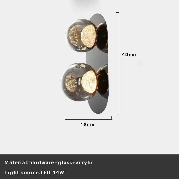 Modern gray glass wall lights living room black sconce