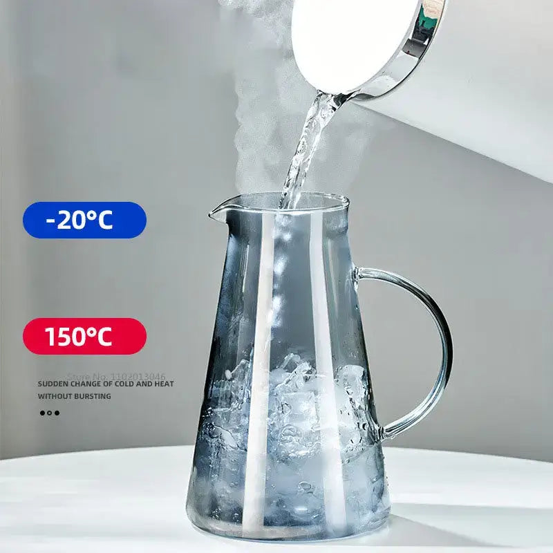 Modern gray glass water pitcher kitchen juice jug with stainless lid