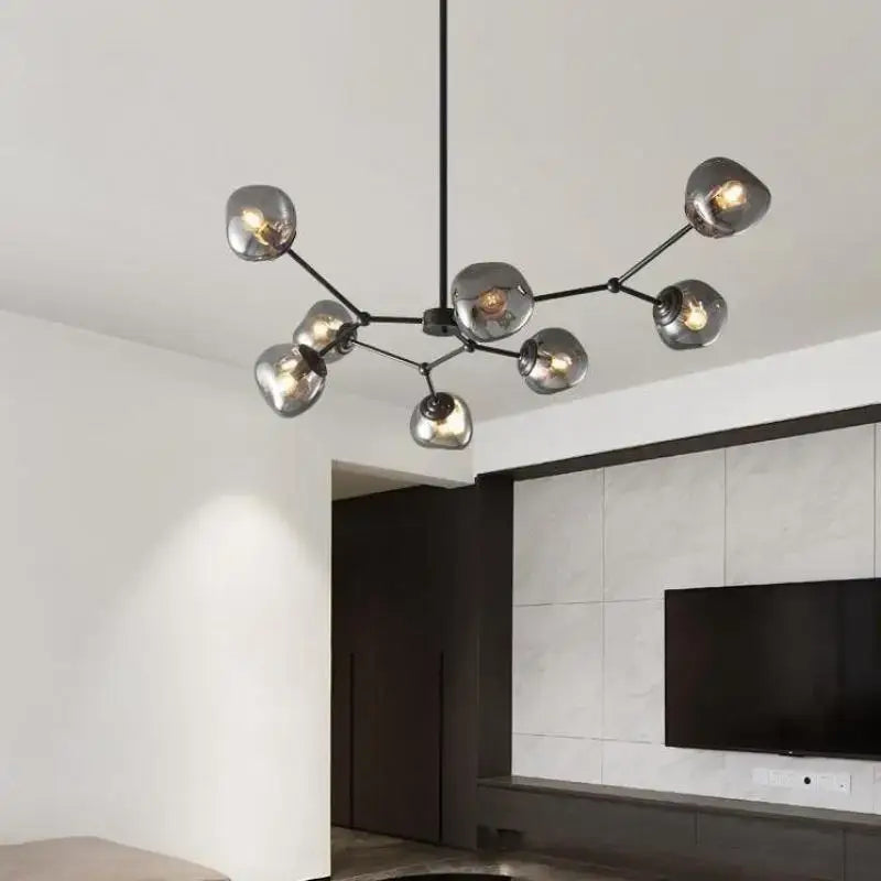 DecorBites™ Gray Lava Glass Chandelier LED Pendant Light Modern Nordic Design
