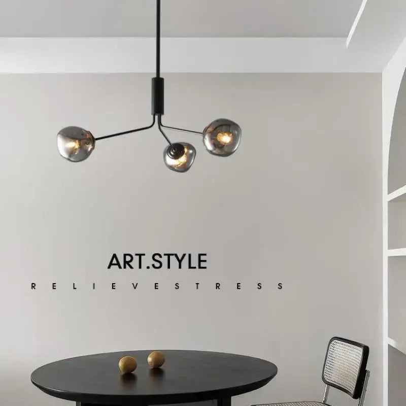DecorBites™ Gray Lava Glass Chandelier LED Pendant Light Modern Nordic Design