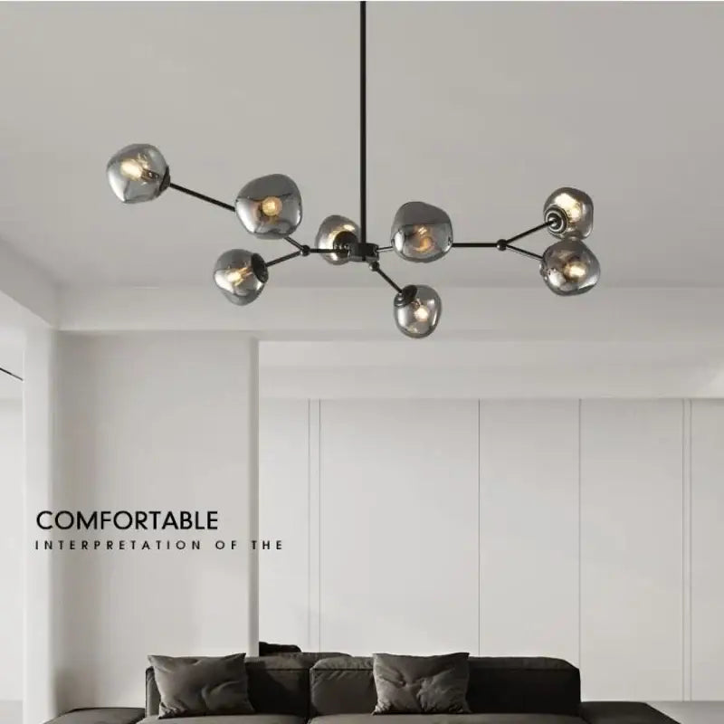 DecorBites™ Gray Lava Glass Chandelier LED Pendant Light Modern Nordic Design