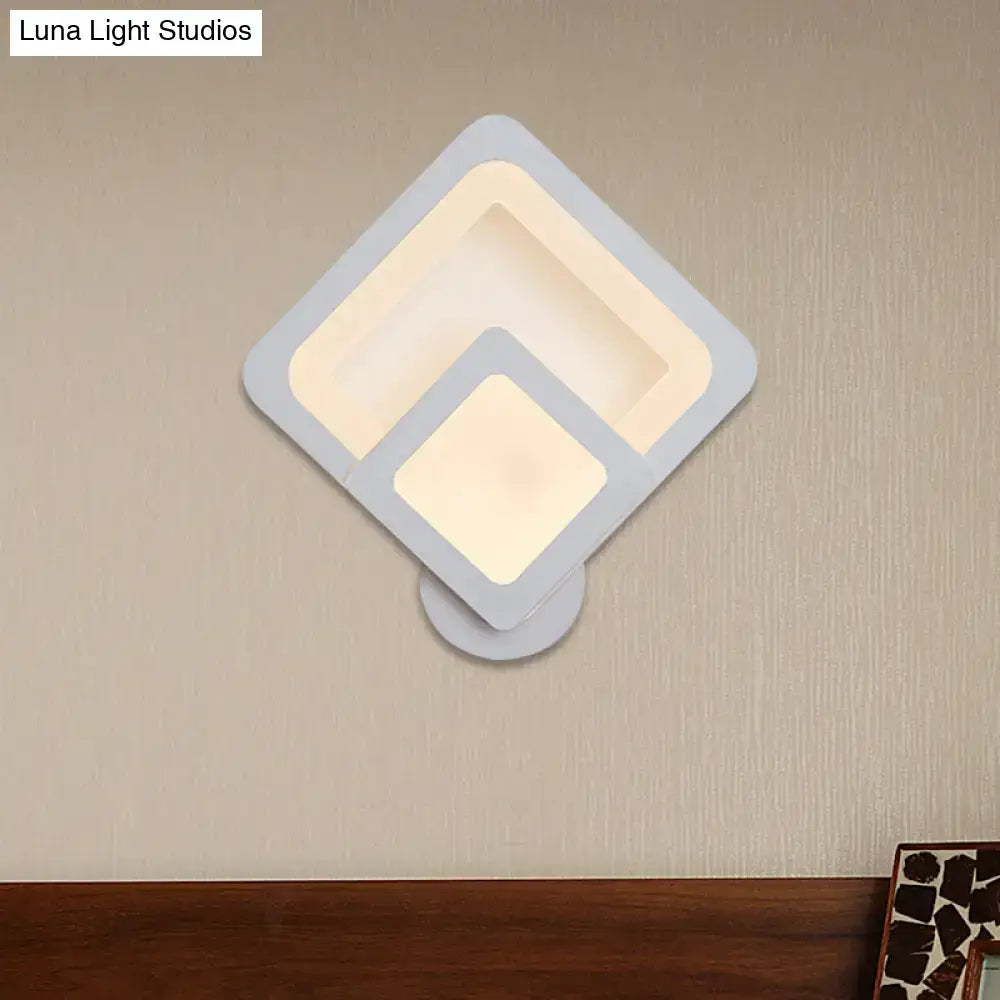 DecorBites™ Minimalist LED Wall Sconce Light with Acrylic Shade - White Square/Oval - Wall Mounted Lamp - Warm/White