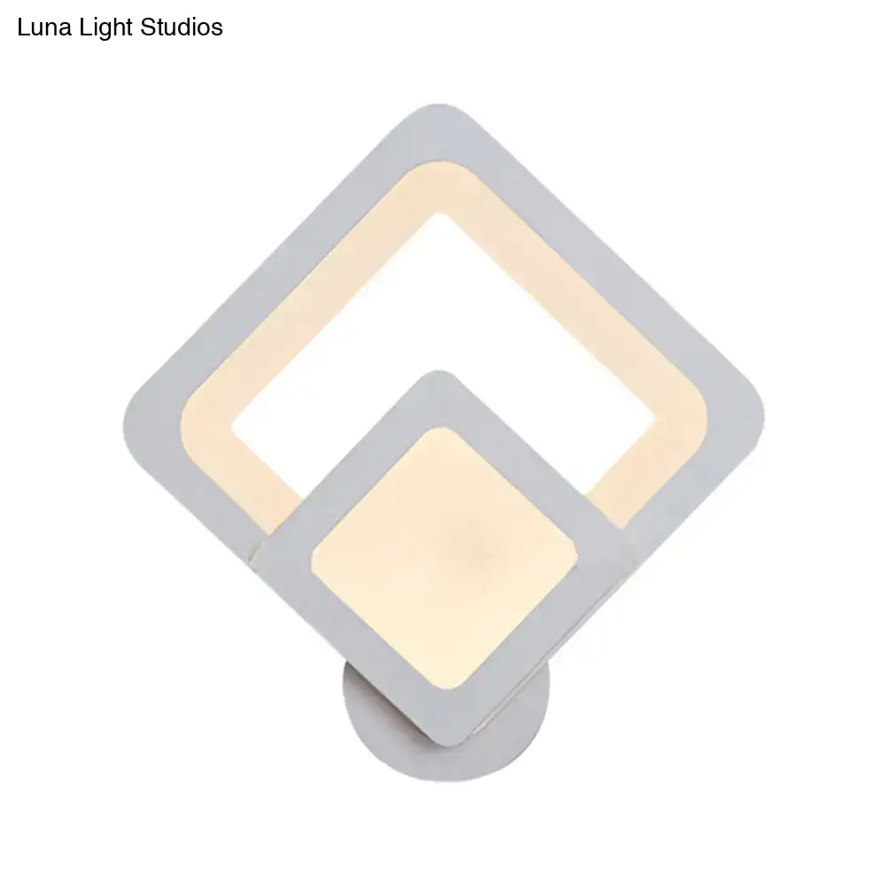 DecorBites™ Minimalist LED Wall Sconce Light with Acrylic Shade - White Square/Oval - Wall Mounted Lamp - Warm/White