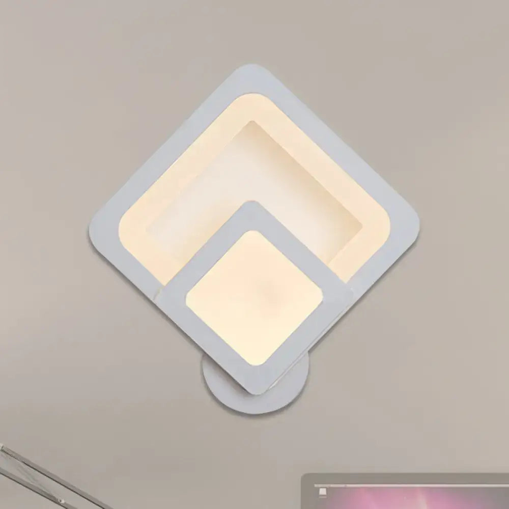 DecorBites™ Minimalist LED Wall Sconce Light with Acrylic Shade - White Square/Oval - Wall Mounted Lamp - Warm/White