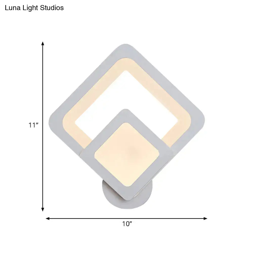 DecorBites™ Minimalist LED Wall Sconce Light with Acrylic Shade - White Square/Oval - Wall Mounted Lamp - Warm/White