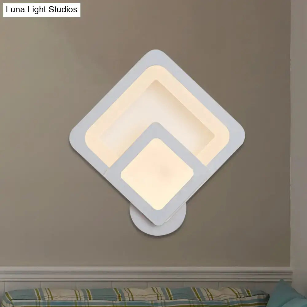 DecorBites™ Minimalist LED Wall Sconce Light with Acrylic Shade - White Square/Oval - Wall Mounted Lamp - Warm/White
